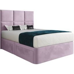Caprio Pink King Size Upholstered Divan Bed Frame with Floorstanding Cube Headboard - thumbnail 2