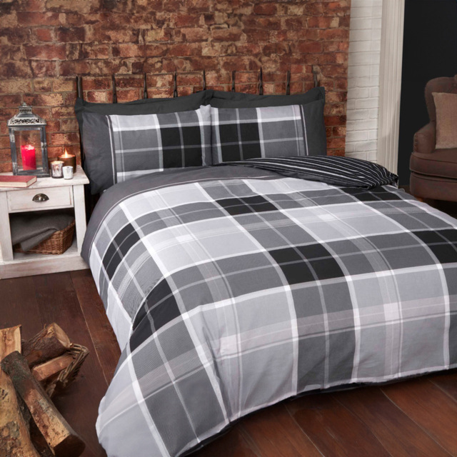 Rapport Home Argyle Double Grey Duvet Set - image 1