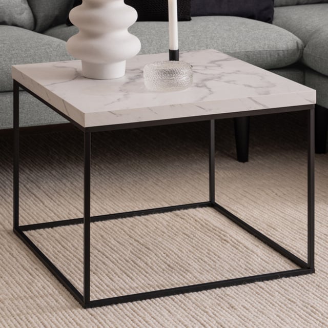 Florence Barossa White Marble Square Carrara Top Coffee Table - image 1