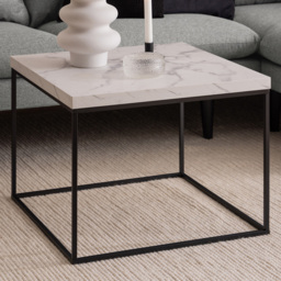 Florence Barossa White Marble Square Carrara Top Coffee Table