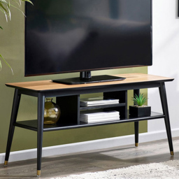 Julian Bowen Findlay 2 Shelf Walnut and Black Media Unit