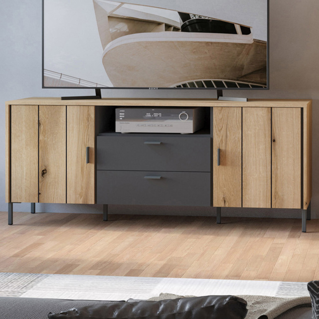 Furniture To Go Arundel 2 Door 2 Drawer Oak TV Cabinet - image 1