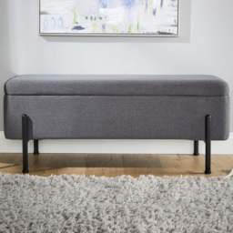Home Source Oasis Grey Linen Storage Ottoman