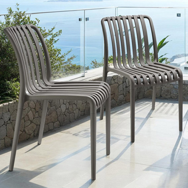 tectake Alcudia Anthracite Plastic Stackable Garden Chair Set of 2 - image 1