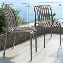 tectake Alcudia Anthracite Plastic Stackable Garden Chair Set of 2 - thumbnail 1