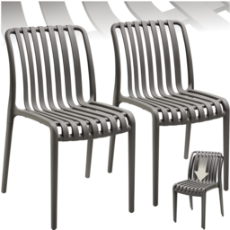 tectake Alcudia Anthracite Plastic Stackable Garden Chair Set of 2 - thumbnail 2