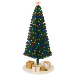 Noel Square Pre-Lit Fibre Optic Multicolour LED Green Artificial Xmas Tree 5.9ft