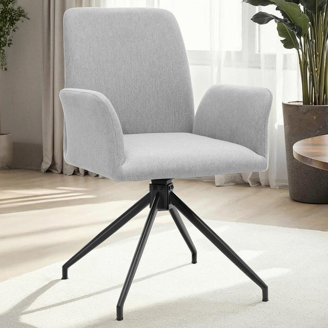 tectake Daya Light Grey Robust Fabric Upholstered Swivel Chair Set of 6 - image 1