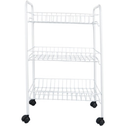 3 Tier White Metal Storage Trolley - thumbnail 1