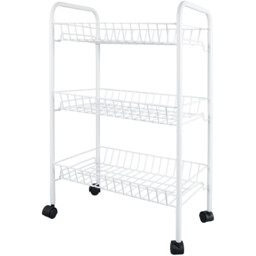3 Tier White Metal Storage Trolley - thumbnail 2
