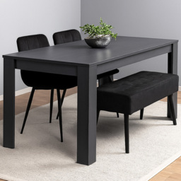 Portland 4 Seater Wooden Dark Grey Arrow Design Dining Set with Velvet Chairs and Bench - thumbnail 1