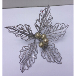 Single Christmas Glitter Leaf Clip Decoration in Assorted styles - thumbnail 2