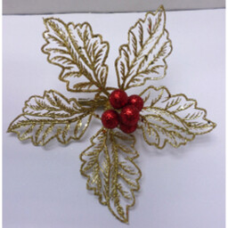 Single Christmas Glitter Leaf Clip Decoration in Assorted styles
