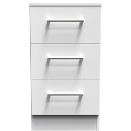 Crowndale Worcester White 3 Drawer Bedside Cabinet Ready Assembled - thumbnail 3