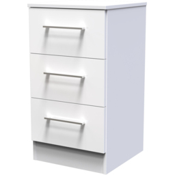 Crowndale Worcester White 3 Drawer Bedside Cabinet Ready Assembled - thumbnail 2