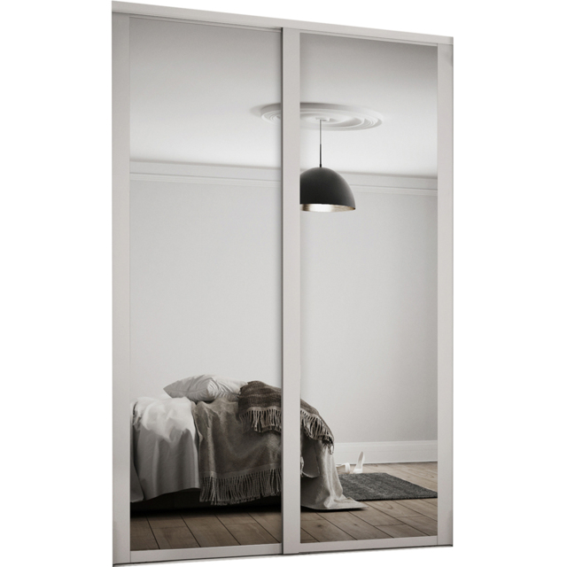 Spacepro Shaker 2 Door Cashmere Frame Mirror Sliding Wardrobe Kit 1145mm - image 1