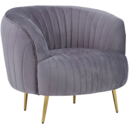 Premier Housewares Florina Grey Velvet Chair with Gold Legs - thumbnail 2