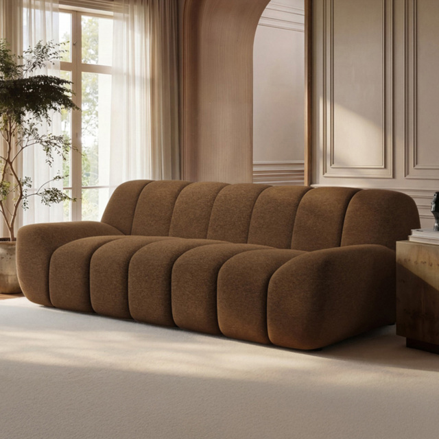 SOLACE+CO Macy 3 Seater Brown Chenille Large Sofa - image 1