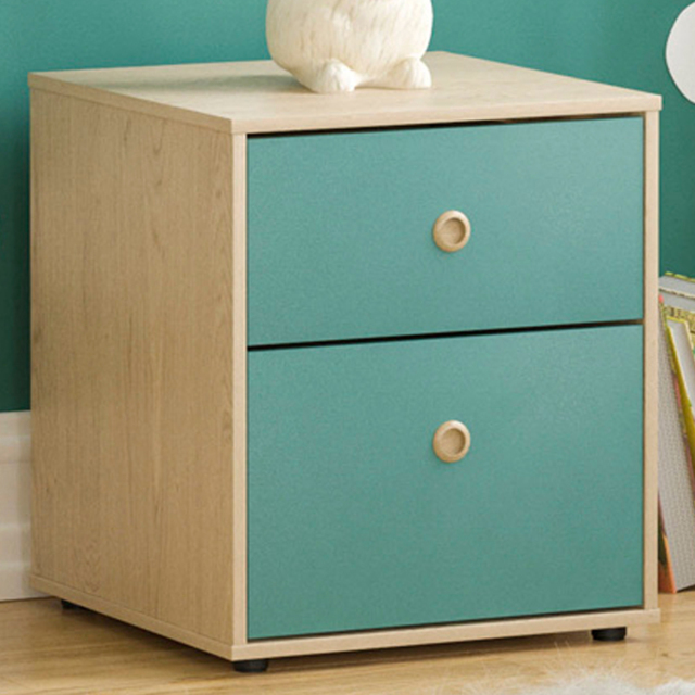 Junior Vida Neptune 2 Drawer Blue and Oak Bedside Table - image 1