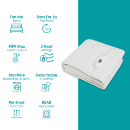 Abode AEDB2002 Double Electric Underblanket with 3 Heat Settings - thumbnail 4