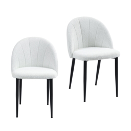 Set of 2 Illona Boucle Dining Chairs - White - thumbnail 2