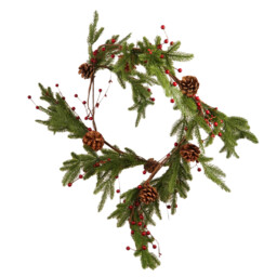 Green Red Berries and Pinecone Christmas Garland - thumbnail 4