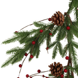 Green Red Berries and Pinecone Christmas Garland - thumbnail 3