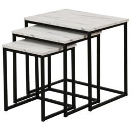 Black and White Marble Finish Nest of Tables Set of 3 - thumbnail 2