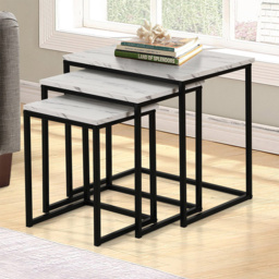 Black and White Marble Finish Nest of Tables Set of 3
