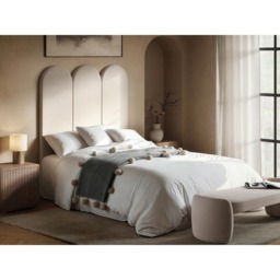 SOLACE+CO Cirrus Beige Velvet Headboard Panel - thumbnail 4