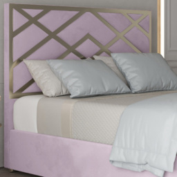 Mayfair Pink Small Double Velvet Upholstered Metal Bed Frame with Panelled Headboard - thumbnail 3