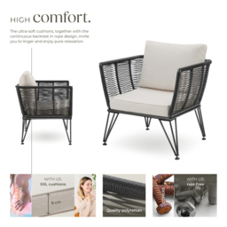 tectake Valeiras Woven Rope Design Accent Chair Set of 4 - thumbnail 3