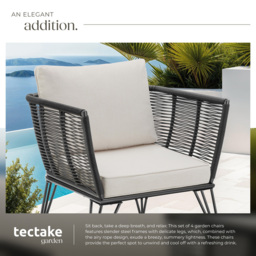 tectake Valeiras Woven Rope Design Accent Chair Set of 4 - thumbnail 4