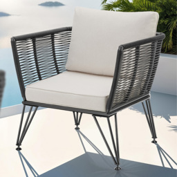 tectake Valeiras Woven Rope Design Accent Chair Set of 4 - thumbnail 1