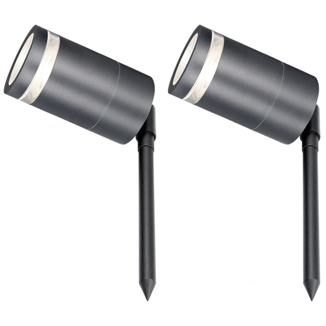 4lite Marinus 2 Pack LED Anthracite Garden Spike Light - image 1