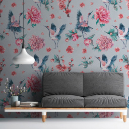 A.S Creation Pink Crane Digital Mural - thumbnail 1