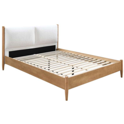 Birlea Marley Oak Effect Double Wooden Bed with Linen Headboard - thumbnail 2