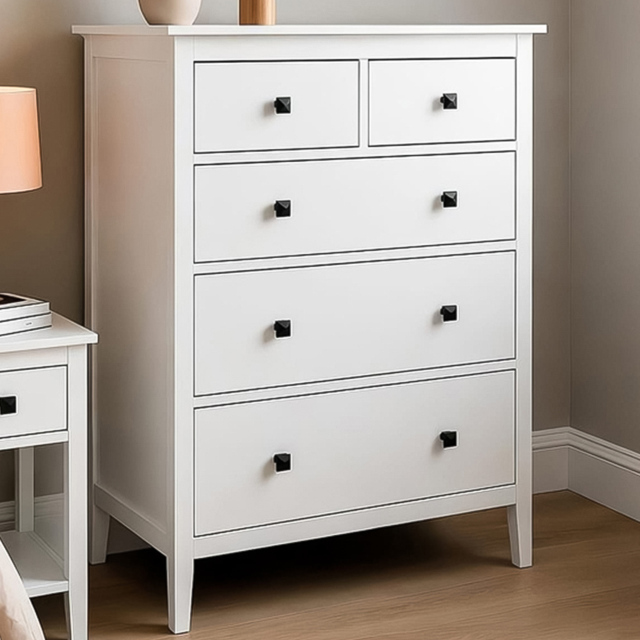 Home Source White 5 Drawer Chest of Drawer - image 1