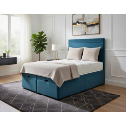 DS Living Majesty Sky Blue Super King Size Plush Velvet Ottoman Bed - thumbnail 4