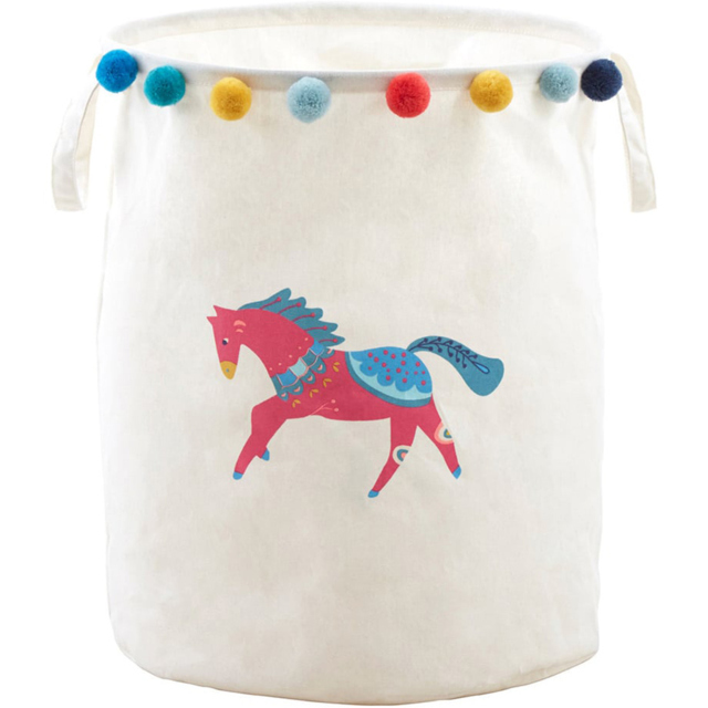 Premier Housewares 1901947 Mimo Eclectic Horse White Laundry Basket - image 1