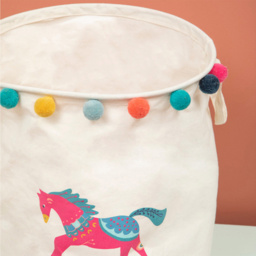 Premier Housewares 1901947 Mimo Eclectic Horse White Laundry Basket - thumbnail 2