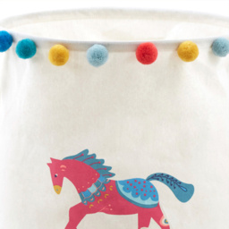 Premier Housewares 1901947 Mimo Eclectic Horse White Laundry Basket - thumbnail 3