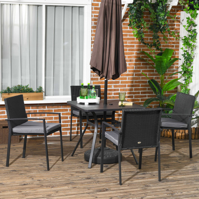 Outsunny 4 Seater Rattan Dining Set Black - image 1