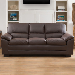 Genoa 3 Seater Brown Bonded Leather Sofa Bed - thumbnail 1