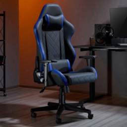 TTAP Monaco Faux Leather Black and Blue Swivel Gaming Chair
