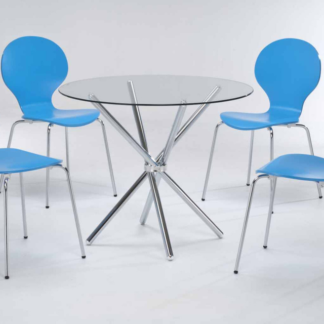 Casa 4 Seater Glass Top Round Dining Table - image 1