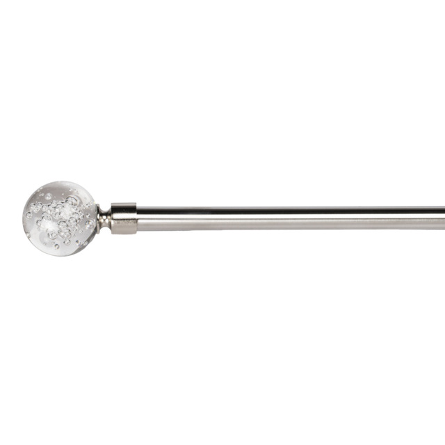 Bubble Polished Steel 120 to 210cm Extendable Curtain Pole 16mm