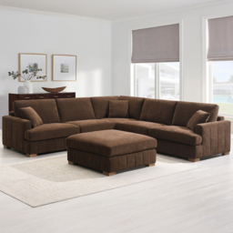 Arden Corner Sofa with Footstool Brown