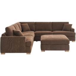 Arden Corner Sofa with Footstool Brown - thumbnail 2