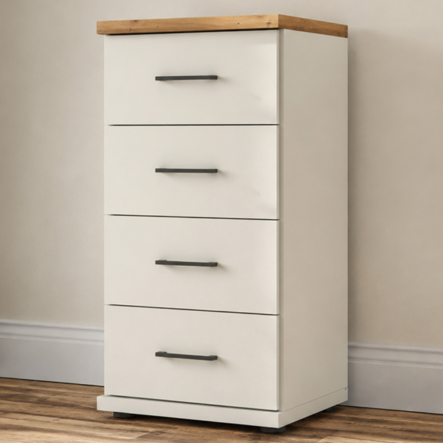 Homebase Truro Boak and White 4 Drawer Chest of Drawers with Slate Handles - image 1